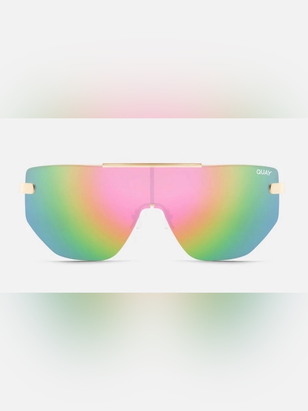 Quay On The Edge Polarized Shield Sunglasses in Rainbow Mirror - Unisex